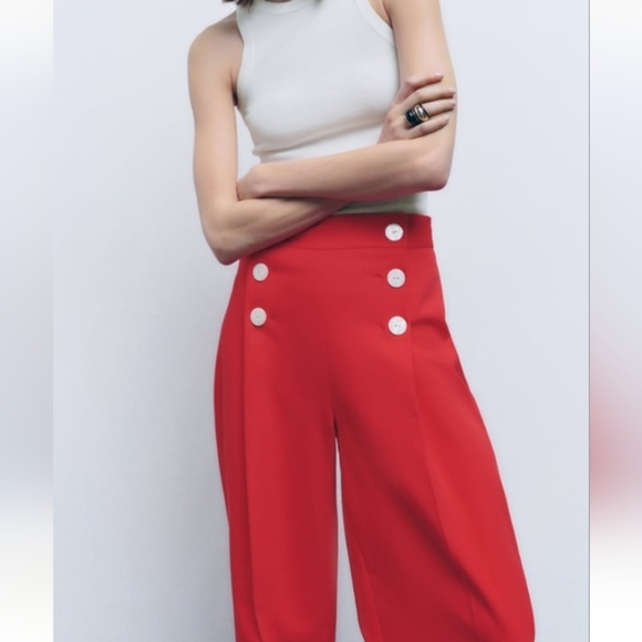 Zara Buttoned Wide Leg Pants - Picture 2 of 9